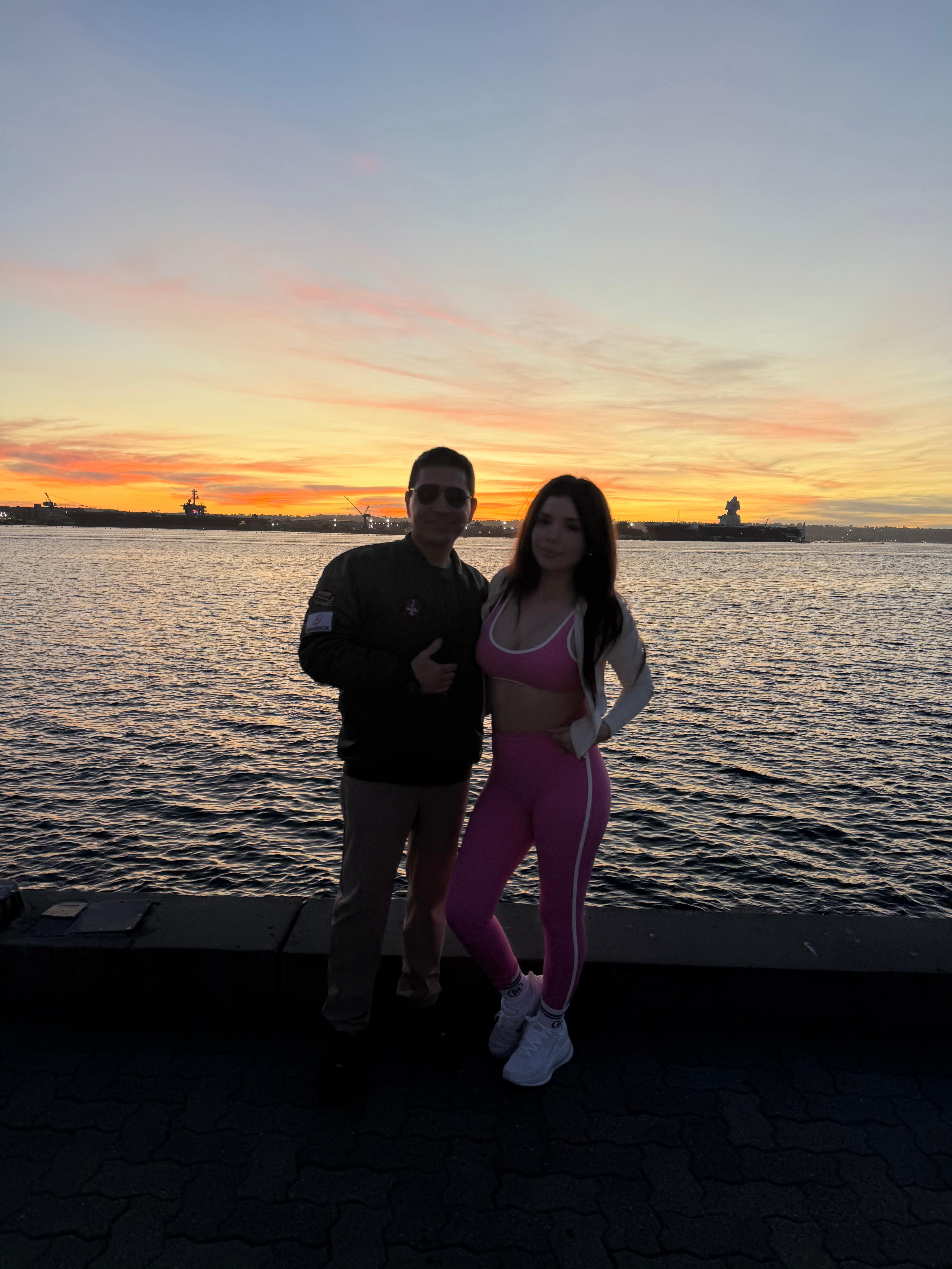 Fred Khalilian at San Diego harbor at sunset during Top Gun visit